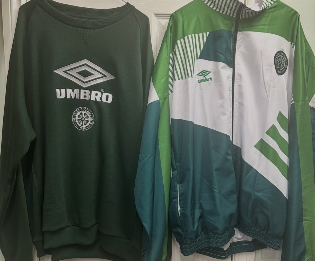 1993/1994 Run out Jersey and 1991/1993 Shell suit jacket by Umbro