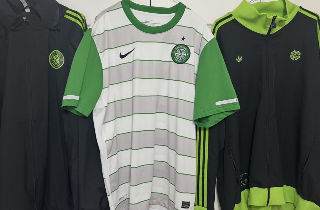 2011 2012 Celtic Grey and White hooped away shirt by Nike
