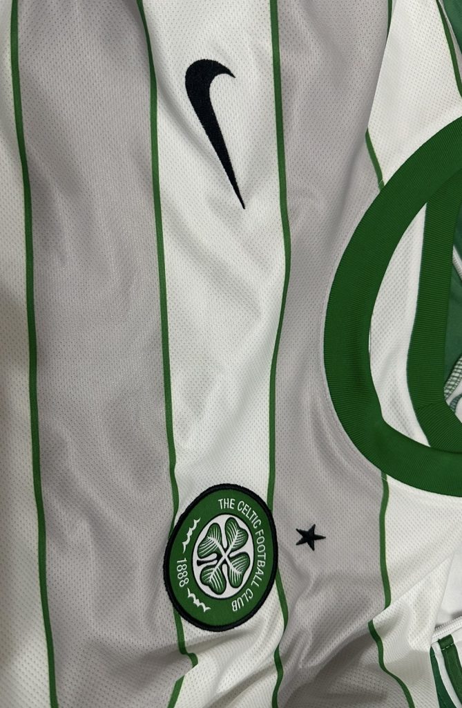 2011 2012 Celtic Grey and White hooped away shirt by Nike